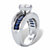 Cubic Zirconia and Channel-Set Emerald-Cut Simulated Sapphire Engagement Anniversary Ring 6.33 TCW in Sterling Silver-12 at PalmBeach Jewelry