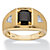 Genuine Emerald-Cut Onyx and Diamond Accent Men's Ring in Solid 10k Yellow Gold-11 at Direct Charge presents PalmBeach