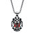 Cushion-Cut Red Cubic Zirconia Tribal Lion Pendant Necklace 2.65 TCW in Antiqued Stainless Steel 24"-11 at PalmBeach Jewelry