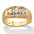 Men's Round Cubic Zirconia 3-Stone Ribbed Ring .96 TCW in 14k Yellow Gold over Sterling Silver-11 at PalmBeach Jewelry