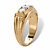 Men's Round Cubic Zirconia 3-Stone Ribbed Ring .96 TCW in 14k Yellow Gold over Sterling Silver-12 at PalmBeach Jewelry