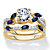 Round Cubic Zirconia and Created Blue Sapphire 2-Piece Vine Wedding Ring Set 2.63 TCW in 18k Gold over Sterling Silver-11 at PalmBeach Jewelry