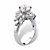 Round and Marquise-Cut Cubic Zirconia Starburst Cluster Cocktail Ring 3.61 TCW Platinum-Plated-12 at PalmBeach Jewelry