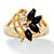 Marquise-Shaped Onyx and Crystal Swirl Ring in Gold-Plated-11 at PalmBeach Jewelry