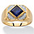 Men's Square-Cut Created Blue Sapphire Octagon Ring 2.20 TCW in 18k Yellow Gold over Sterling Silver-11 at PalmBeach Jewelry