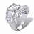 Marquise-Cut Cubic Zirconia Concave Scalloped Cocktail Ring 4.24 TCW Platinum-Plated-12 at PalmBeach Jewelry