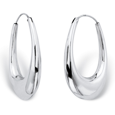 Polished Oval Puffed Hoop Earrings in Hollow Sterling Silver (1 1/8") at Direct Charge presents PalmBeach