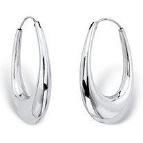 Polished Oval Puffed Hoop Earrings in Hollow Sterling Silver (1 1/8