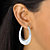 Polished Oval Puffed Hoop Earrings in Hollow Sterling Silver (1 1/8")-13 at Direct Charge presents PalmBeach