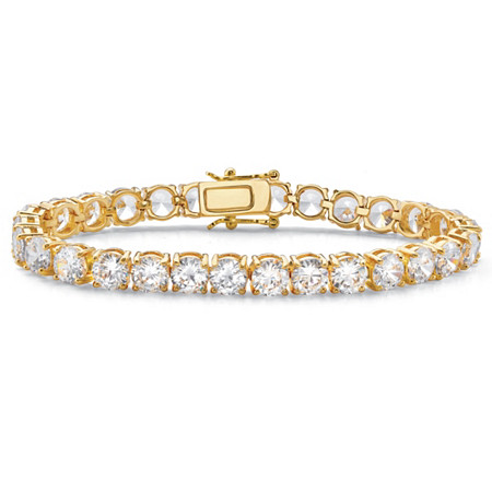 Round Cubic Zirconia Tennis Bracelet 27.44 TCW Yellow Gold-Plated 7 1/2" at Direct Charge presents PalmBeach