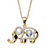 Round CZ in Motion Cubic Zirconia Elephant Pendant Necklace .94 TCW Gold-Plated 18"-20"-11 at PalmBeach Jewelry