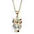 Round CZ in Motion Cubic Zirconia Owl Charm Pendant Necklace .84 TCW Yellow Gold-Plated 18"-20"-11 at PalmBeach Jewelry