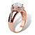 Round Cubic Zirconia Triple Band Engagement Anniversary Ring 2.91 TCW  18K Rose Gold Plated Sterling Silver-12 at Direct Charge presents PalmBeach