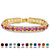 Round Simulated Birthstone and Crystal Tennis Bracelet in Gold Tone 7"-110 at PalmBeach Jewelry