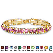 Round Simulated Birthstone and Crystal Tennis Bracelet in Gold Tone 7"