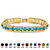 Round Simulated Birthstone and Crystal Tennis Bracelet in Gold Tone 7"-112 at PalmBeach Jewelry
