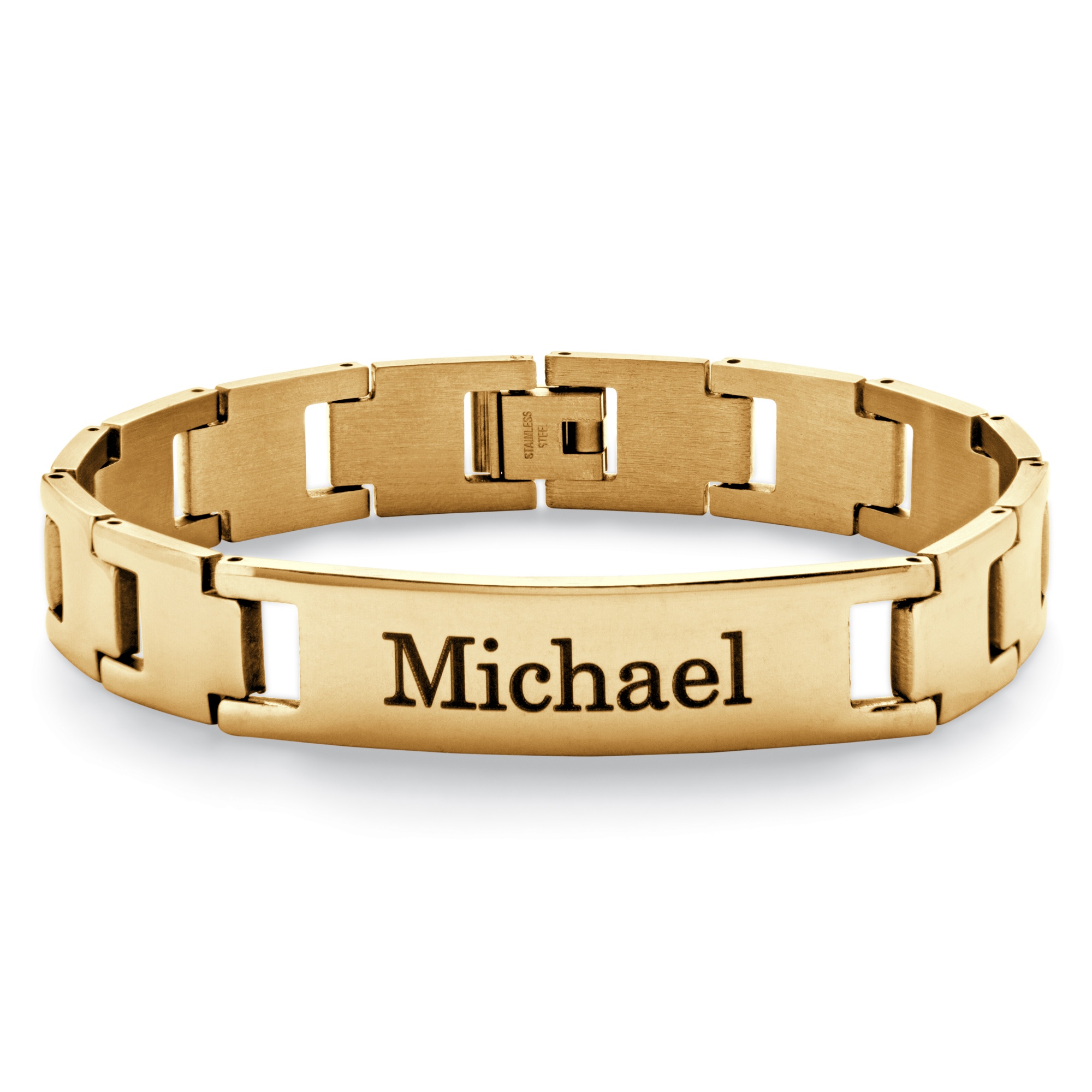 Men's Personalized ID Bracelet in Yellow Gold IonPlated Stainless