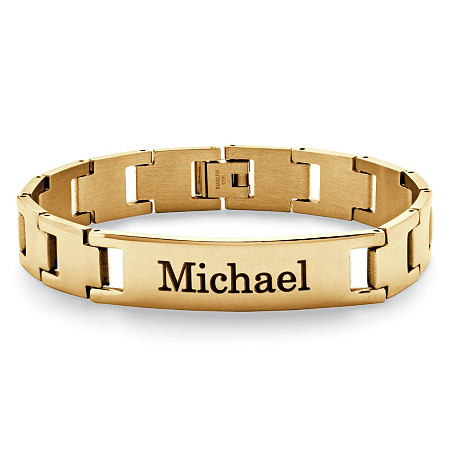 Men's Personalized ID Bracelet in Yellow Gold Ion-Plated Stainless Steel 8 1/2" at PalmBeach Jewelry