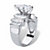 Marquise-Cut and Baguette Cubic Zirconia Step-Top Engagement Ring 3.63 TCW in Silvertone-12 at PalmBeach Jewelry