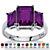 Emerald-Cut Simulated Simulated Birthstone 3-Stone Ring in Sterling Silver-102 at PalmBeach Jewelry
