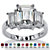 Emerald-Cut Simulated Simulated Birthstone 3-Stone Ring in Sterling Silver-104 at PalmBeach Jewelry
