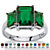 Emerald-Cut Simulated Simulated Birthstone 3-Stone Ring in Sterling Silver-105 at PalmBeach Jewelry