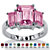 Emerald-Cut Simulated Simulated Birthstone 3-Stone Ring in Sterling Silver-106 at PalmBeach Jewelry