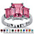 Emerald-Cut Simulated Simulated Birthstone 3-Stone Ring in Sterling Silver-110 at PalmBeach Jewelry