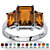 Emerald-Cut Simulated Simulated Birthstone 3-Stone Ring in Sterling Silver-111 at PalmBeach Jewelry