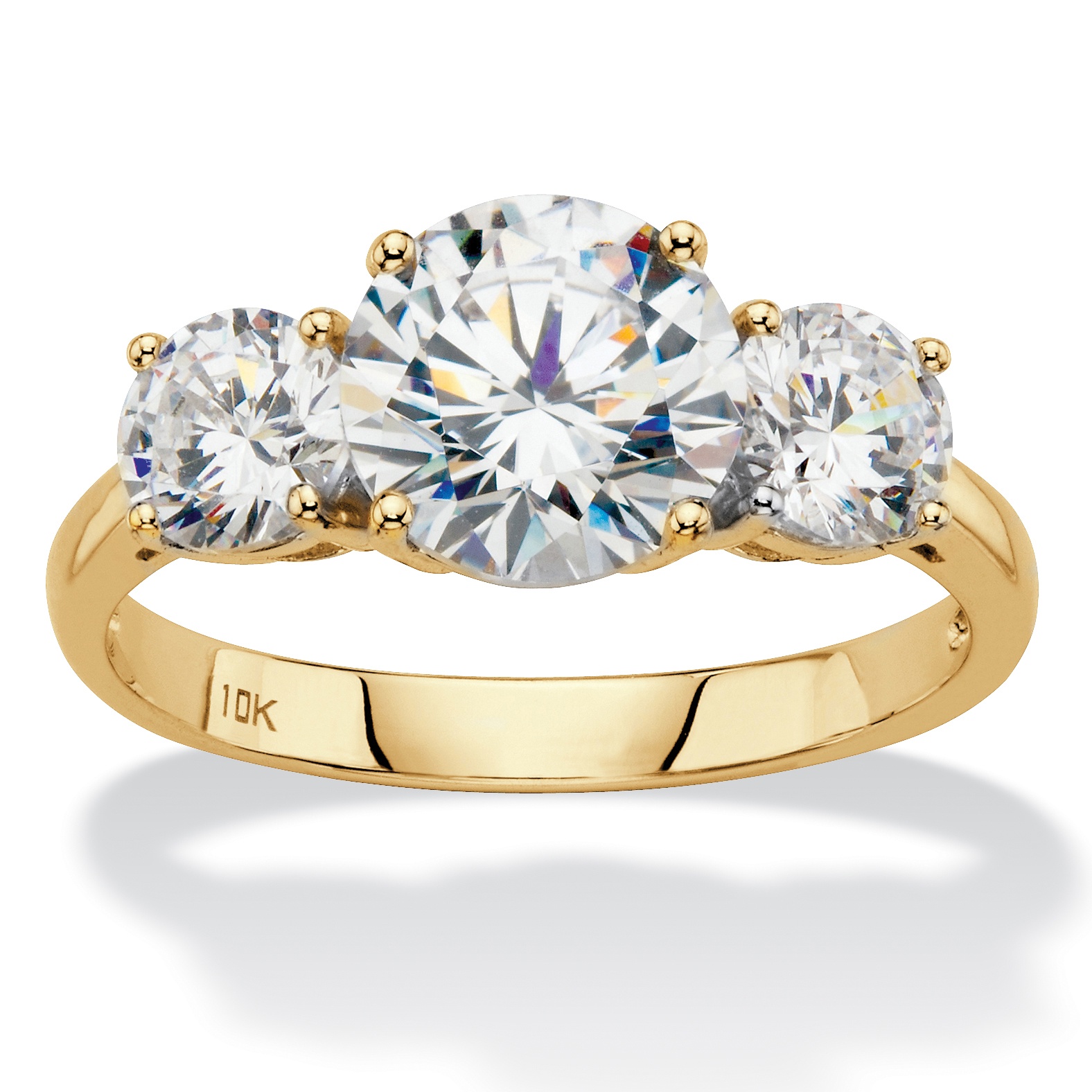 Round Cubic Zirconia Stone Engagement Ring TCW In Solid K Yellow Gold At PalmBeach Jewelry