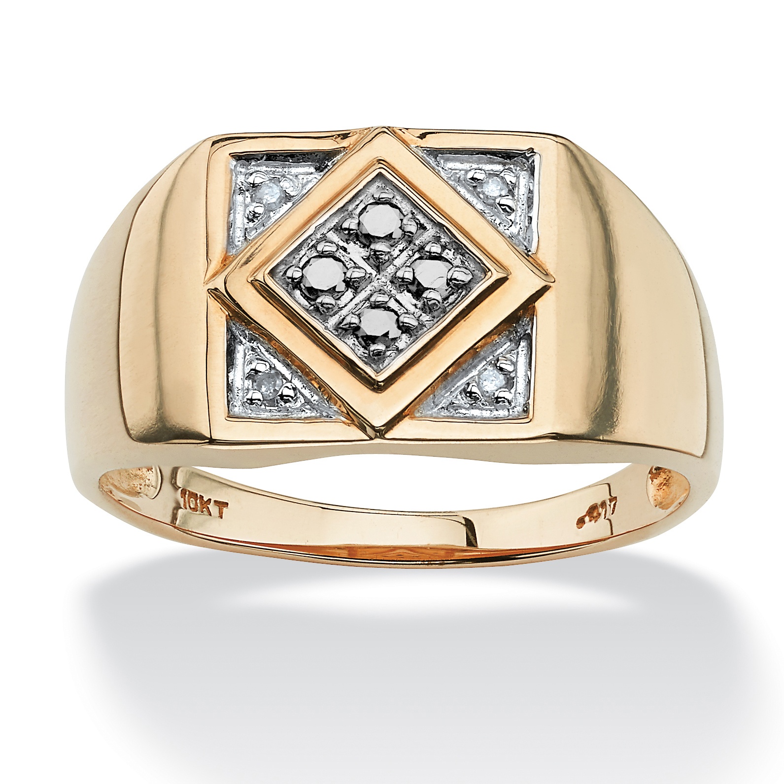 gold diamond ring 10k yellow palmbeach jewelry rings bands band tcw geometric round solid mens swirled accent designs overstock simple