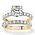 Cushion-Cut Cubic Zirconia Bridal Engagement Ring Set 2.45 TCW in 18k Gold over Sterling Silver-11 at PalmBeach Jewelry