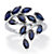 Genuine Blue Sapphire and Diamond Accent Bypass Leaf Ring 2.64 TCW in Platinum over Sterling Silver-11 at PalmBeach Jewelry