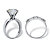 Round Cubic Zirconia Solitaire and Baguette 2-Piece Wedding Ring Set 4.48 TCW in Sterling Silver-12 at PalmBeach Jewelry