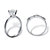Round Cubic Zirconia Solitaire and Baguette 2-Piece Wedding Ring Set 2.06 TCW in Sterling Silver-12 at PalmBeach Jewelry
