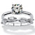 Round and Marquise-Cut Cubic Zirconia 2-Piece Solitaire and Vine Ring Wedding Set 1.48 TCW in Sterling Silver-11 at PalmBeach Jewelry