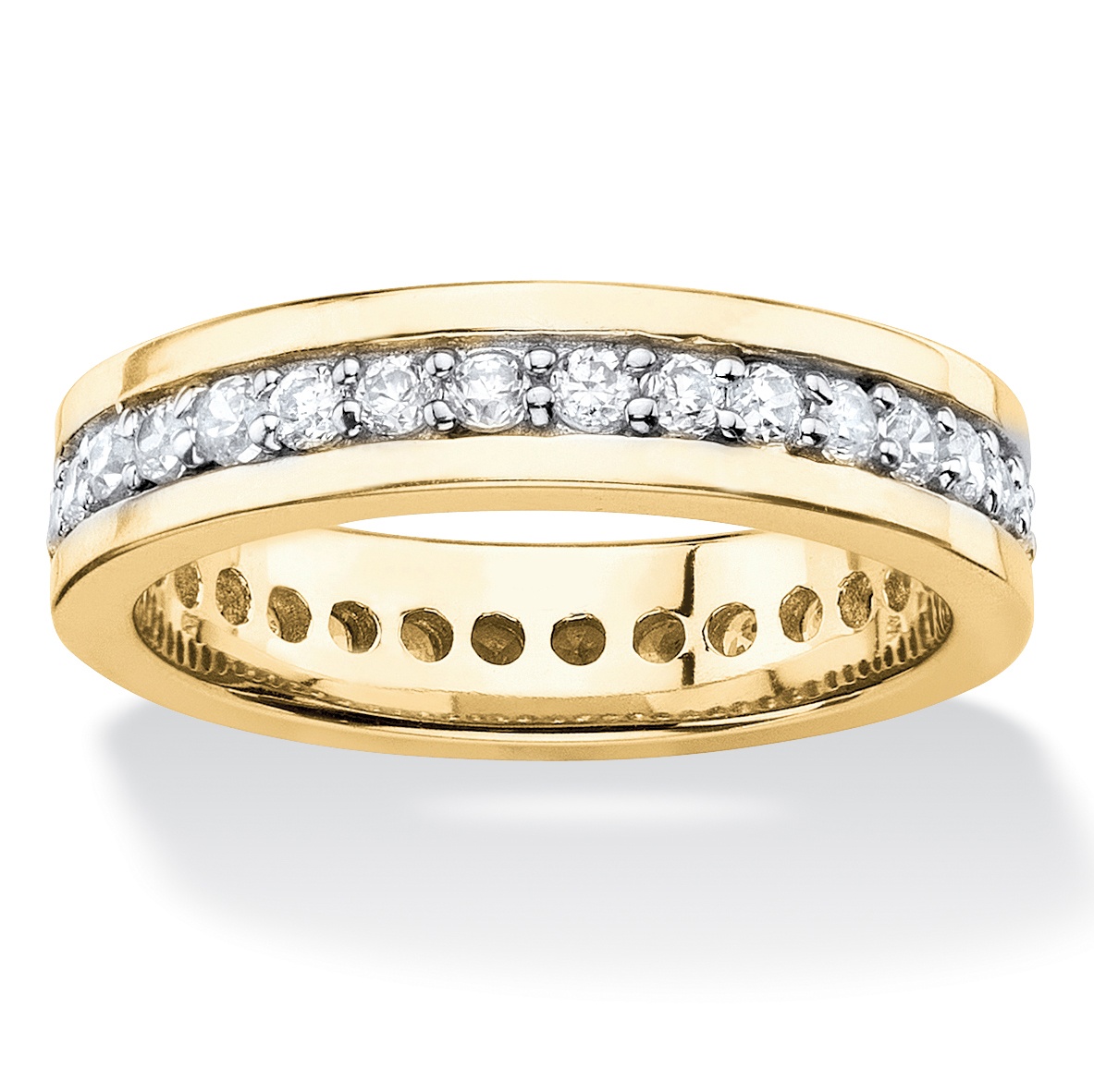 Round Cubic Zirconia Channel-Set Eternity Band .80 TCW 14k Yellow Gold ...