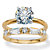 Round Cubic Zirconia 2-Piece Solitaire and Baguette Wedding Ring Set 2.44 TCW Yellow Gold-Plated-11 at PalmBeach Jewelry