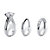 Round Cubic Zirconia Solitaire Bridal Anniversary Ring Set 4.12 TCW in Platinum Over Sterling Silver with BONUS BUY Ring-12 at PalmBeach Jewelry
