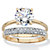 Round Cubic Zirconia and Diamond Accent 2-Piece Wedding Ring Set 2 TCW in Solid 10k Yellow Gold-11 at PalmBeach Jewelry
