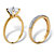 Round Cubic Zirconia and Diamond Accent 2-Piece Wedding Ring Set 2 TCW in Solid 10k Yellow Gold-12 at PalmBeach Jewelry