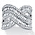Baguette and Round Cubic Zirconia Crossover Ring 4.14 TCW Platinum-Plated.-11 at PalmBeach Jewelry