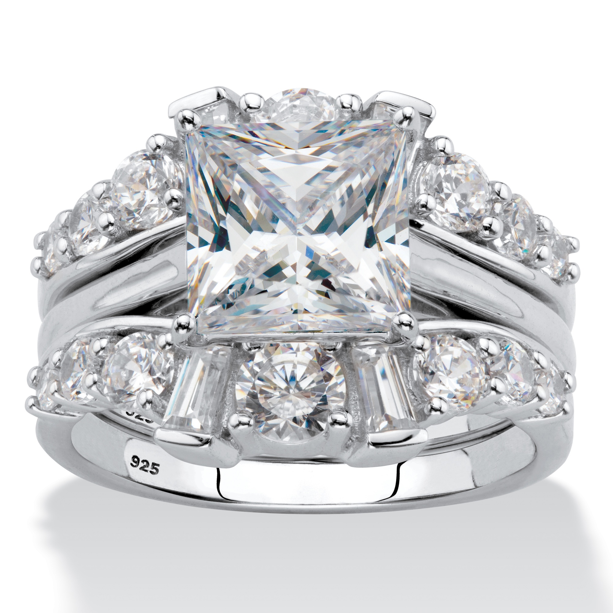 Princess-Cut Cubic Zirconia 2-Piece Jacket Wedding Ring Set 3.67 TCW in ...