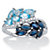 Marquise-Cut Genuine Topaz and Sapphire Leaf Motif Ring 1.75 TCW in Platinum over Sterling Silver-11 at PalmBeach Jewelry