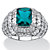 Emerald-Cut Simulated London Blue Topaz and Cubic Zirconia Step-Top Baguette Dome Ring 10.51 TCW Platinum-Plated-11 at PalmBeach Jewelry