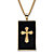 Men's Genuine Black Onyx Cabochon Cross Pendant Necklace Gold-Plated 22"-11 at PalmBeach Jewelry