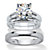 Round Cubic Zirconia 3-Piece His and Hers Trio Wedding Ring Set 3 TCW in Sterling Silver-11 at PalmBeach Jewelry