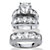 Round Cubic Zirconia 3-Piece His and Hers Trio Wedding Ring Set 8.59 TCW in Sterling Silver-11 at PalmBeach Jewelry