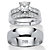 Cushion-Cut Cubic Zirconia His and Hers Trio Wedding Ring Set 1.94 TCW in Sterling Silver-11 at PalmBeach Jewelry