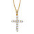 Round Cubic Zirconia Cross Pendant Necklace 1.14 TCW in 14k Gold-Plated Sterling Silver 16"-18"-11 at PalmBeach Jewelry